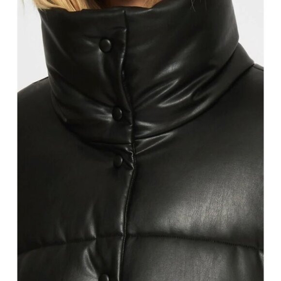 Soho Faux Leather City PufferCoat oversize crop black size small - Picture 2 of 11